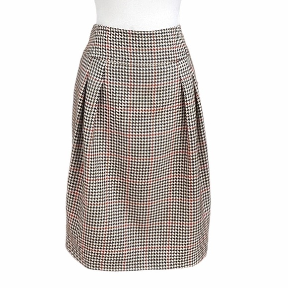 JONES NEW YORK WOOL BLEND HOUNDSTOOTH HIGH RISE PLEATED FORMAL SKIRT - 12 - Picture 2 of 9